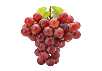 Fototapeta premium Fresh Red Grapes with Green Leaves Isolated.