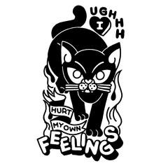 Black cat illustration with 