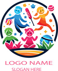 Kids logo icon  vector white background .