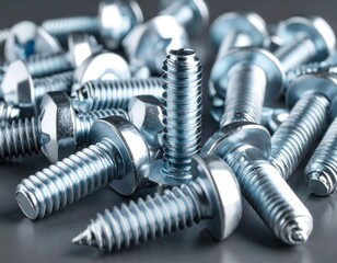 Close-up of various metal screws and nuts