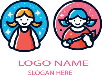 Kids logo icon  vector white background .