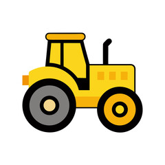 yellow tractor isolated on white