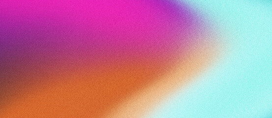 Vibrant abstract background with turquoise, orange pink gradient and grainy texture, perfect for summer event poster design with noise effect