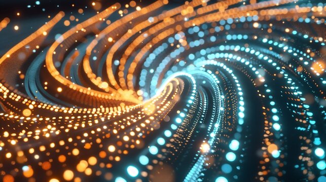 Abstract swirl of priority orbs balancing urgency and effort using AI color coding logic, 2025 trend