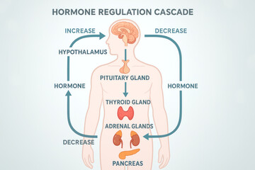 Fototapeta premium Hormone Regulation Cascade Diagram, Illustration