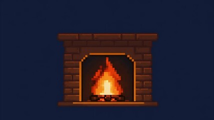 Pixelated Fireplace: Cozy Animated Fire, Warmth, and Digital Art - Powered by Adobe