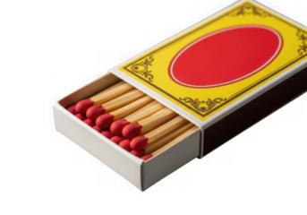 A box of matches with red tips isolated on transparent background