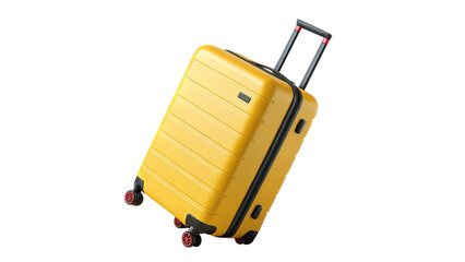Pack your bags for adventure with this bright yellow suitcase, perfect for jet-setting travelers and stylish vacationers ready to explore the world in style