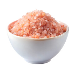 Bowl of pink himalayan salt isolated on transparent background