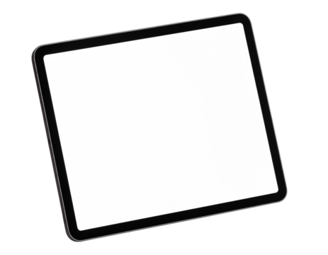 Modern tablet computer with blank screen for app presentation, technology on transparent background - Powered by Adobe