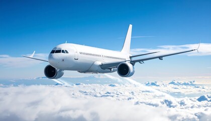 Obraz premium Airplane soaring above fluffy clouds