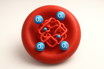 Red Blood Cell and Oxygen Molecule - Illustration