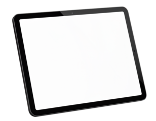 Modern tablet computer with a blank screen for app presentation on transparent background