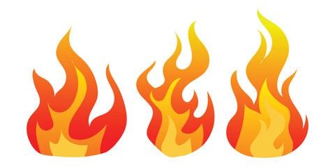 Simple fire flame sticker icon isolated on white background