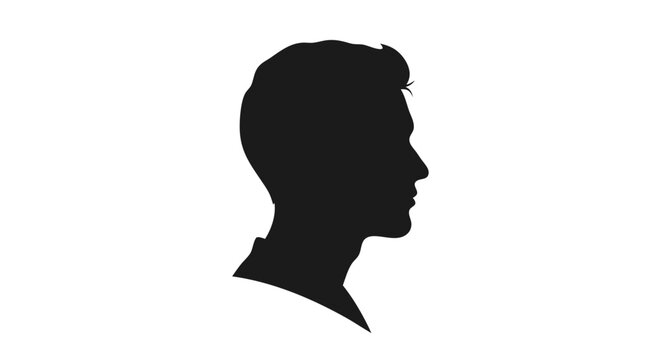 Elegant Head Silhouette of a Man with Quiff Hairstyle on a Plain Background Depicting Youthful Style and Confidence