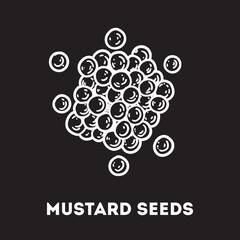 Mustard seeds sketch. Hand drawn vector illustration. Handful of spice. Kitchen spice.
