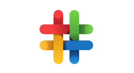 Fototapeta premium Vibrant interconnectedness represented by rounded bars forming a unified digital network emblem against a white backdrop