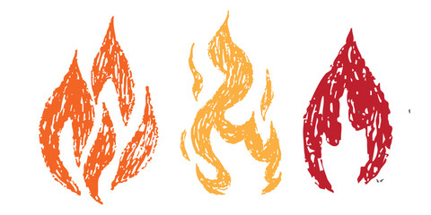 Simple fire flame sticker icon isolated on white background
