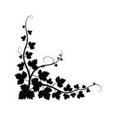 Naklejka premium Black silhouette of a grapevine border design with leaves