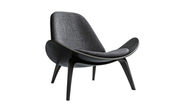 A modern lounge chair featuring a unique shape and textured upholstery, designed for comfort and style.