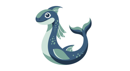 Obraz premium Playful aquatic creature with a serpentine body and charming features in cartoon style