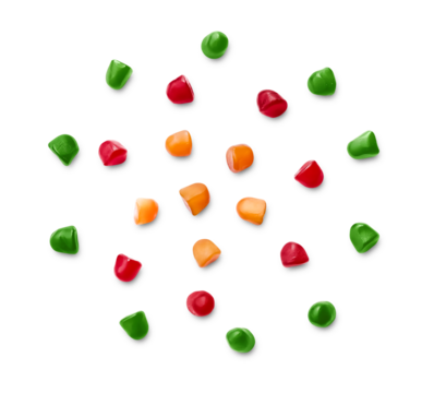 Colorful Fruit Jelly Candy Drops Arranged in Circular Pattern