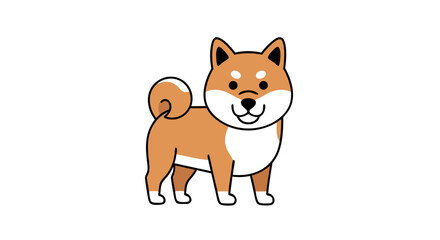 Adorable Shiba Inu Cartoon Illustration Perfect for Children's Content and Design Projects