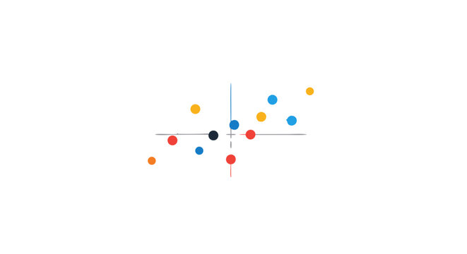 Graphical Representation of Data Dispersion with Colored Dots and Axes on White Background