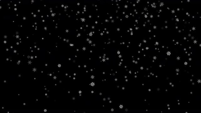 Winter snow - falling snowflakes animation, seamless loop. Alpha channel.

