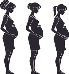  Pregnant Women Profile Silhouettes
