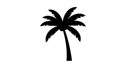 Obraz premium Elegant silhouette of a palm tree on a white backdrop evoking tropical vibes and summer escape minimalist vector graphics design