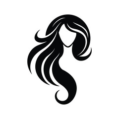 Stylish Woman Hair Silhouette Vector Illustration