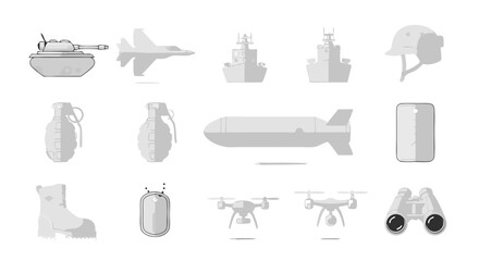 Fototapeta premium Vector Illustration Showcasing a Range of Military Equipment and Technologies for Defense and Strategy Purposes