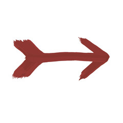 Fototapeta premium A painted, reddish-brown arrow pointing to the right, created with brushstrokes.