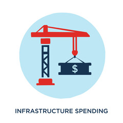 Infrastructure Spending Icon in Circle  Vector Symbol for Public Works and Federal Budget