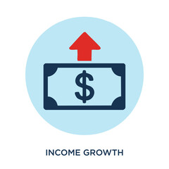 Obraz premium Income Growth Icon in Circle Vector Symbol for Personal Wages and Economic Strength