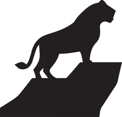 Lion Standing on a Rock Silhouette