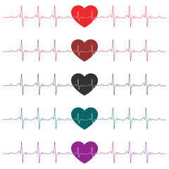 Electrocardiogram heart rhythm lines vector
