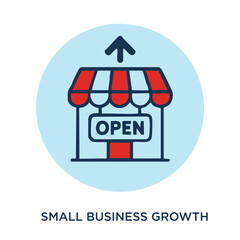 Fototapeta premium Small Business Growth Icon in Circle Vector Symbol for Local Economy and Entrepreneurship