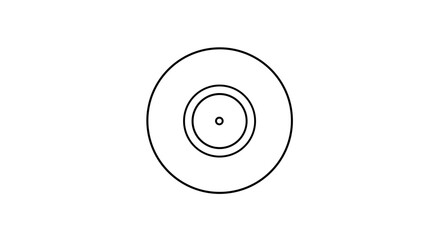 Minimalist vinyl record outline in a circular design symbolizing classic music and vintage audio equipment illustrating a timeless artistic form