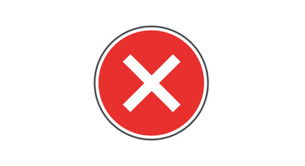 Fototapeta premium Striking red circle displaying a prominent white cross, perfect for indicating denial, deletion, or negative consequences in a sleek and modern design