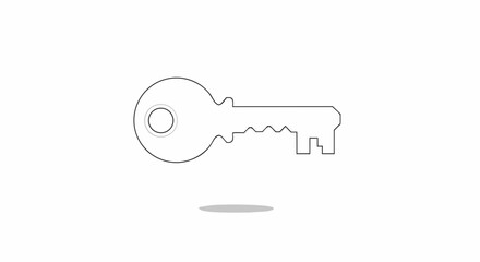 Fototapeta premium Simple outline drawing of a key conveying accessibility, security and unlocking possibilities within minimal artistic expression