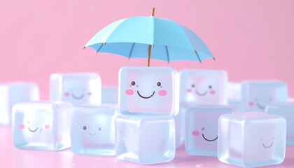 Cute ice cubes with an umbrella