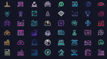 Set of 100 types of industries icons. Editable Stroke. Technology, finance, healthcare, automotive, energy, retail, construction, hospitality, tourism, education, agriculture. Vector illustration.