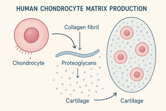 Human Chondrocyte Matrix Production Process - Illustration