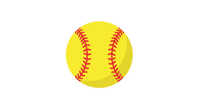 Vibrant yellow softball with intricate red stitching symbolizes competitive spirit, teamwork and sporting excellence, isolated on a clear background