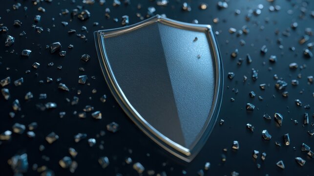 metallic shield dark background shards