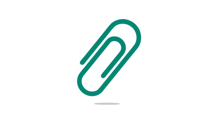 Obraz premium Minimalist Teal Paperclip Illustration on White Background for Office and Stationary Themes
