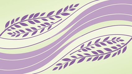 Elegant purple leaves and pastel green waves design