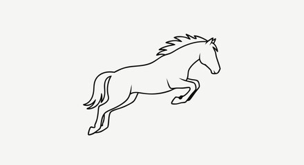 Elegant contour horse gracefully leaping, embodying freedom, agility and spirit within the captivating simple artwork